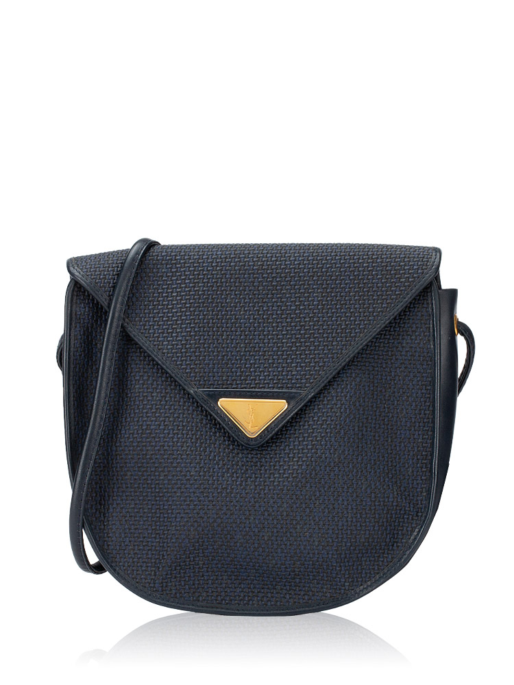 Vintage Coated Canvas Saddle Bag Navy