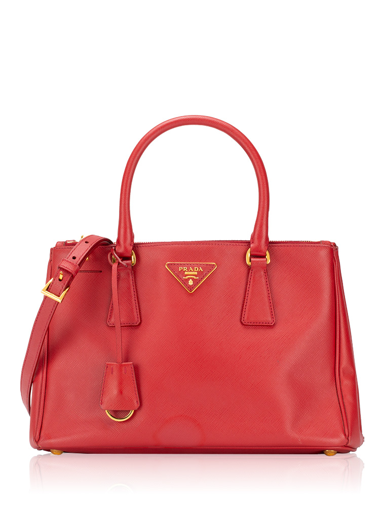 BN1801 Saffiano Lux Small Double Zip Tote Rosso