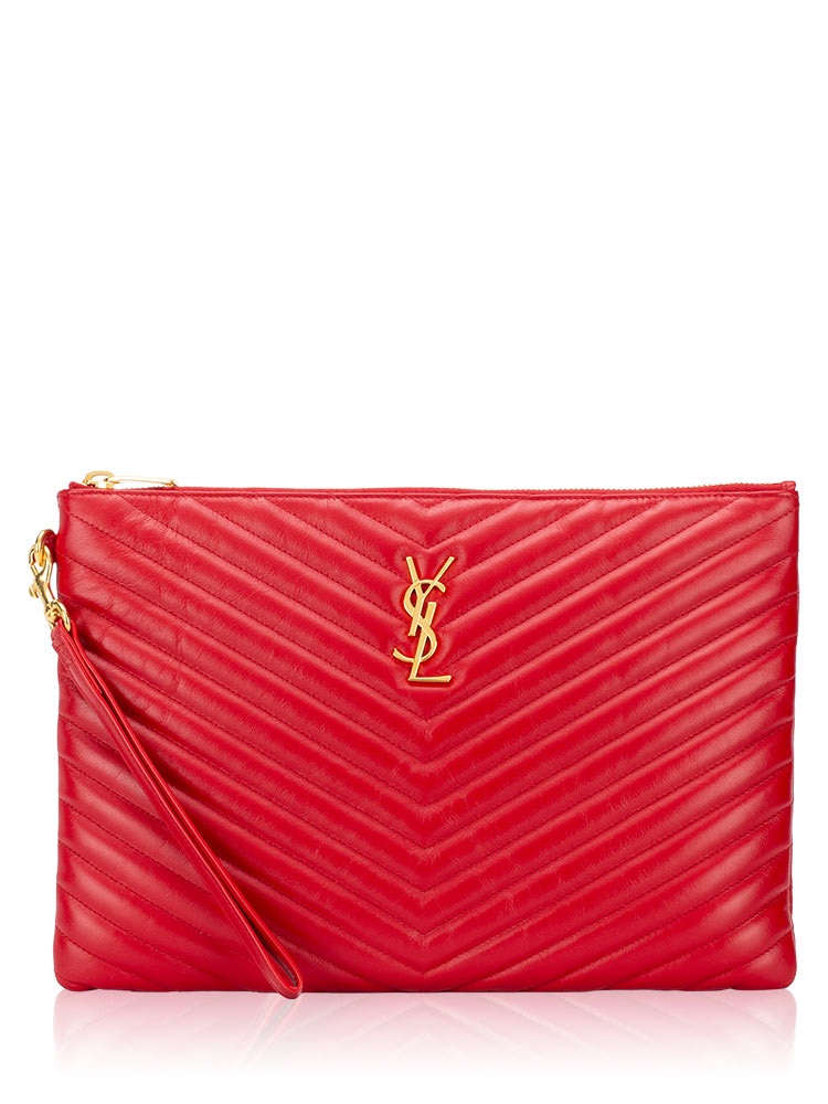 Calfskin Matelasse Monogram Cassandre Tablet Pouch Red
