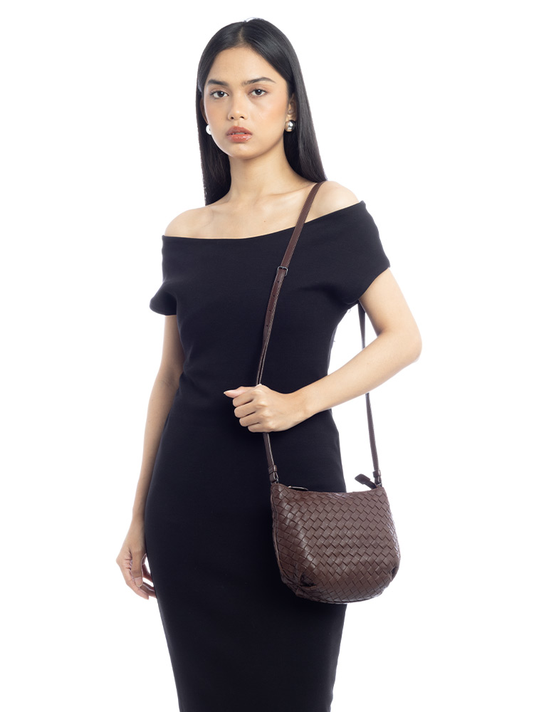 Nappa Intrecciato Eclipse Crossbody Brown