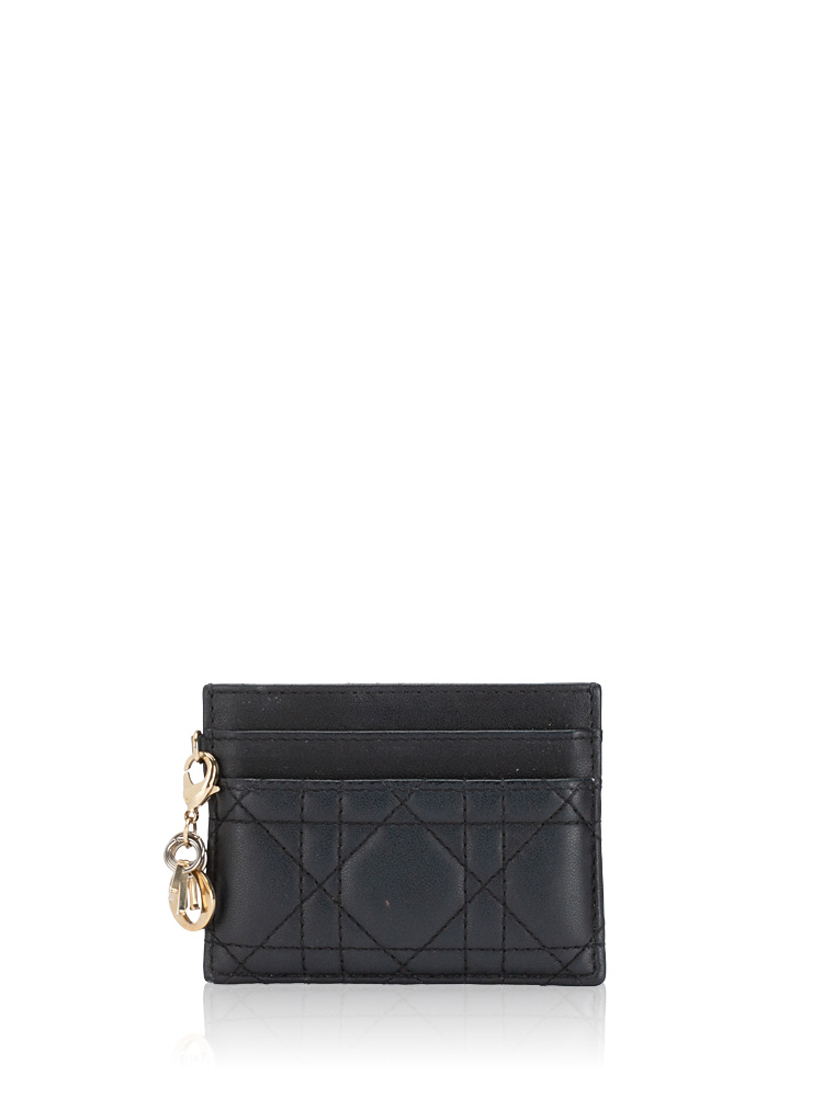 Lambskin Cannage Lady Dior Card Holder Black