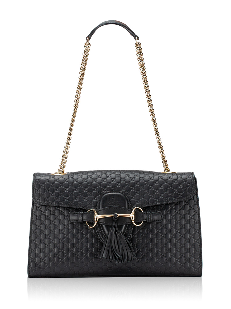 Soft Microguccissima Emily Medium Shoulder Bag Black