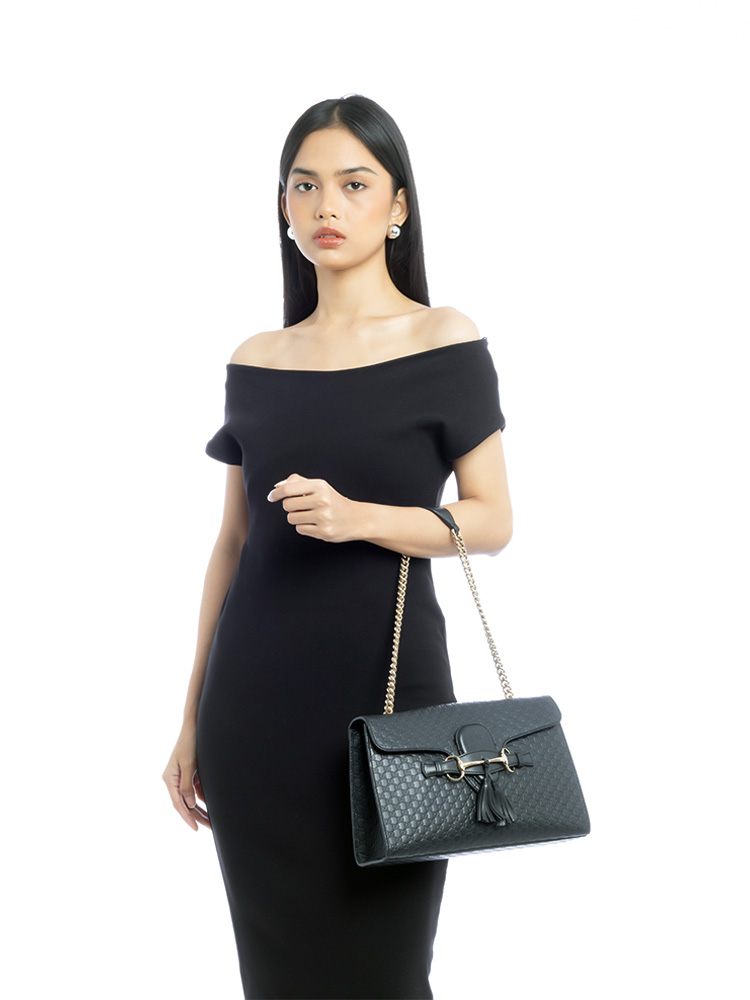 Soft Microguccissima Emily Medium Shoulder Bag Black