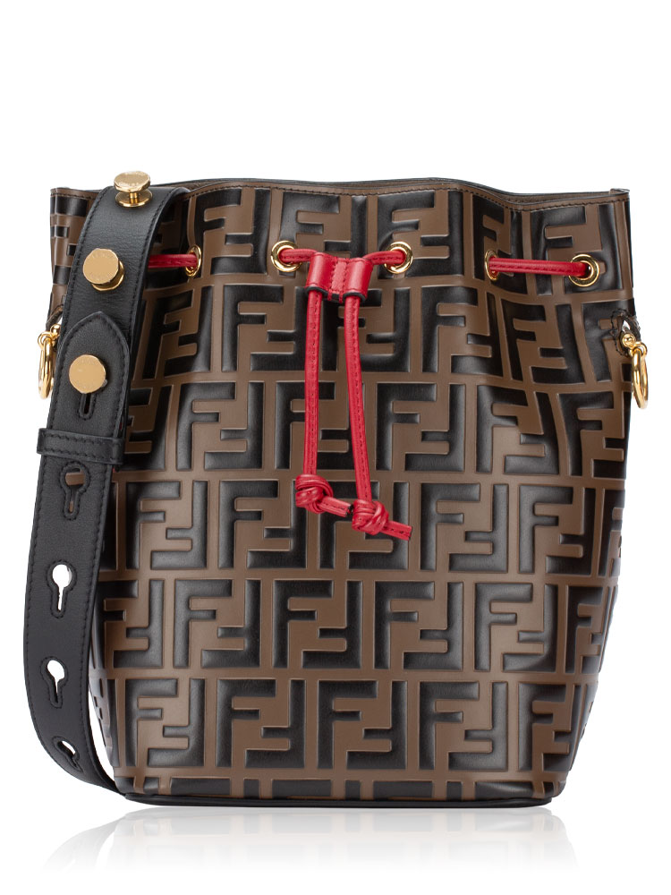 Vitello Grace FF 1974 Mon Tresor Grande Bucket Bag Black Fragola