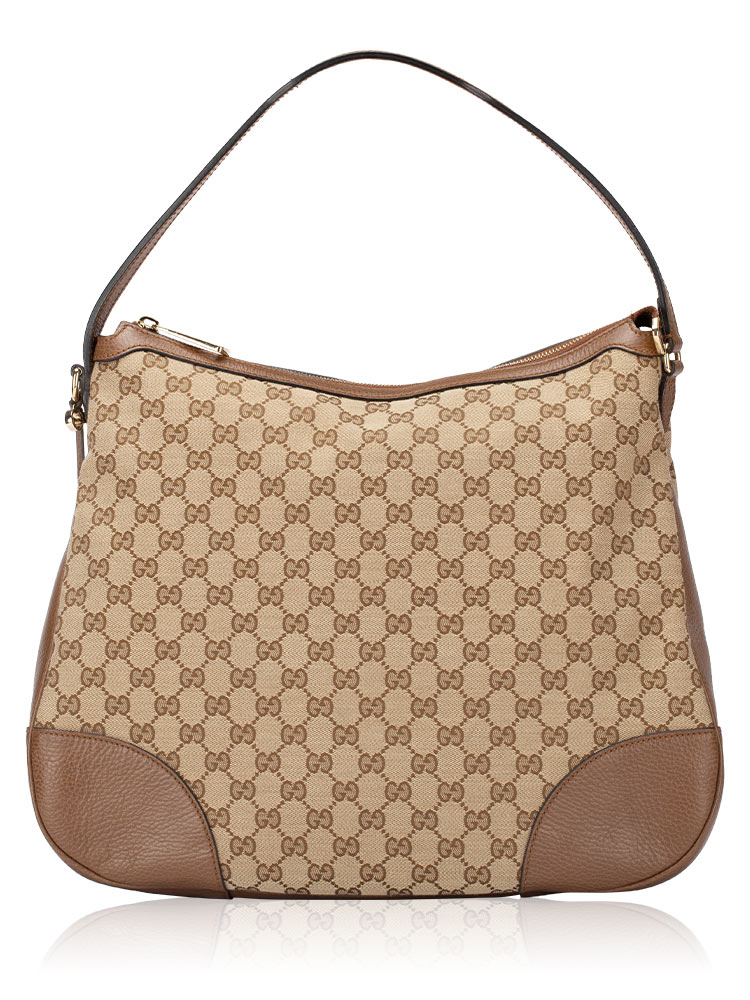 GG Canvas Bree Large Hobo Beige Ebony