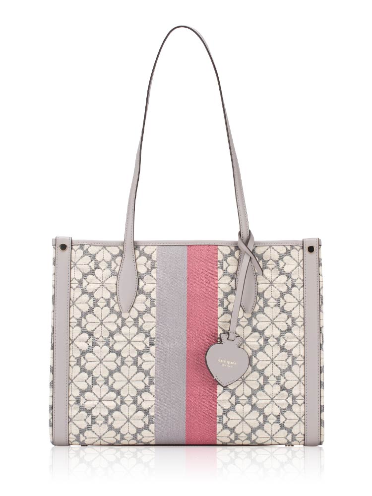 Jacquard Spade Flower Stripe Market Tote Grey Multi