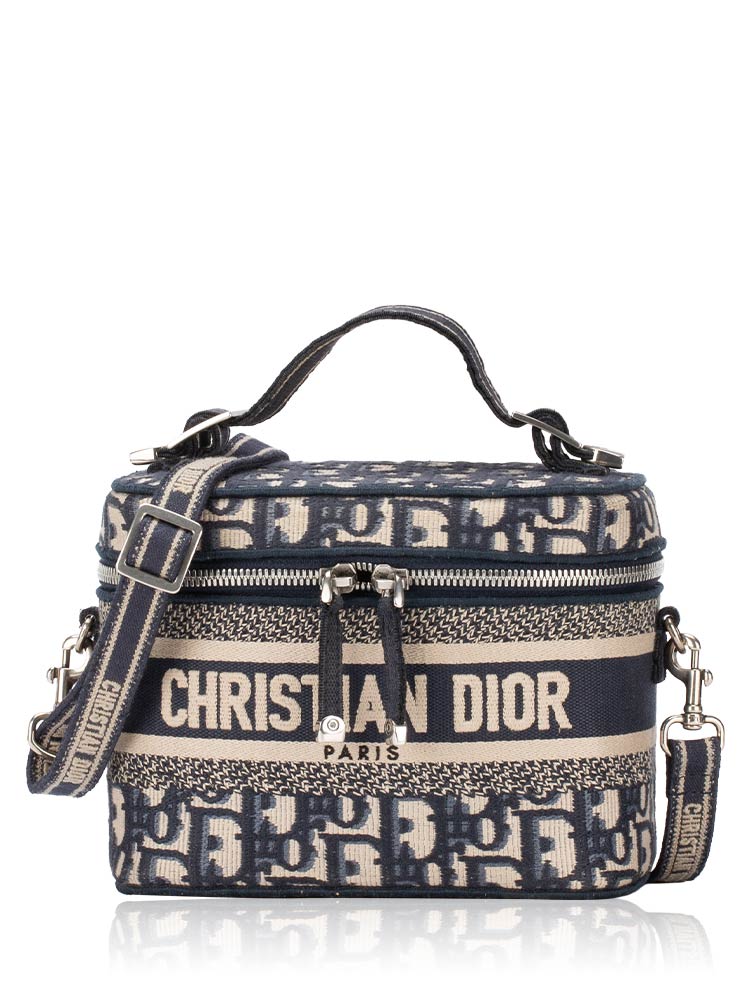 Oblique Diortravel Vanity Case With Strap Blue