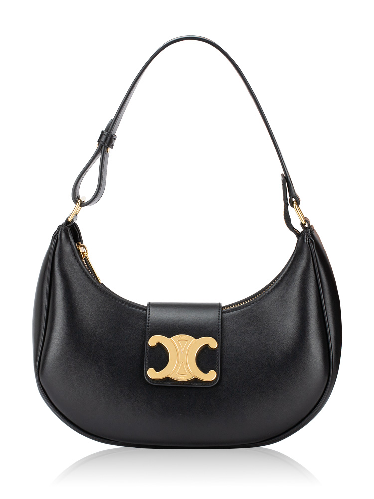 Smooth Calfskin Triomphe Ava Medium Shoulder Bag Black