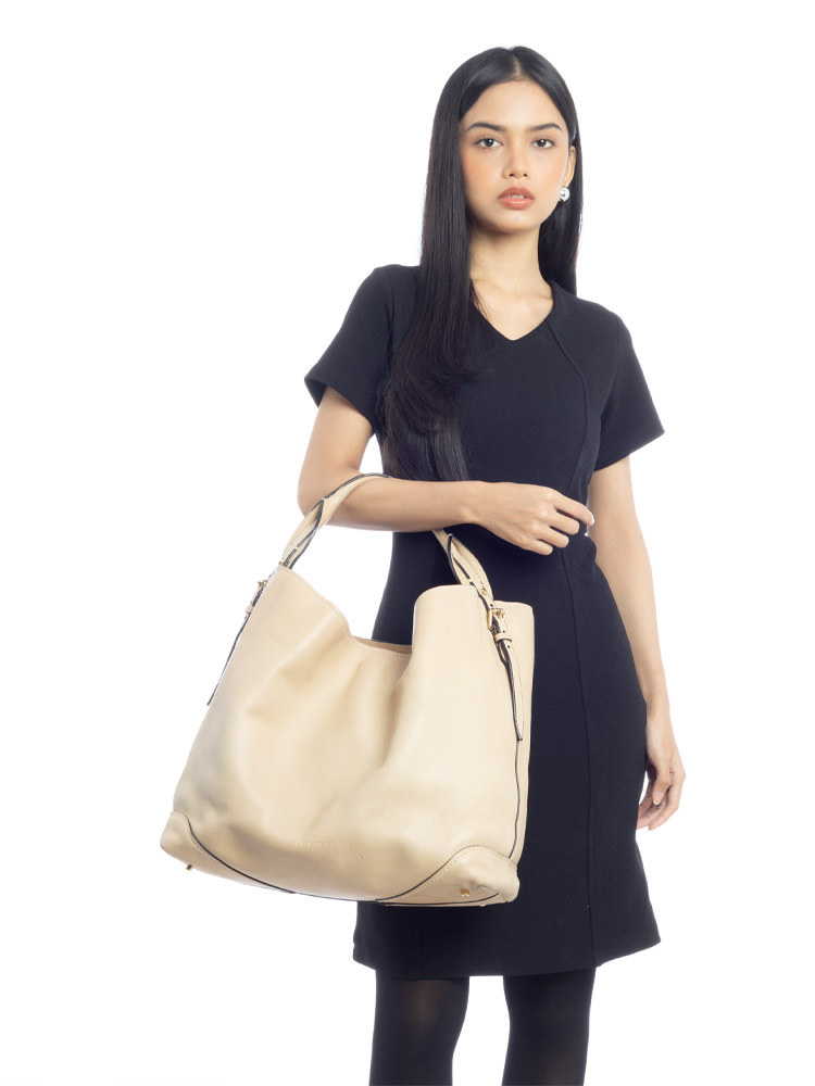 Calfskin Large Hobo Beige