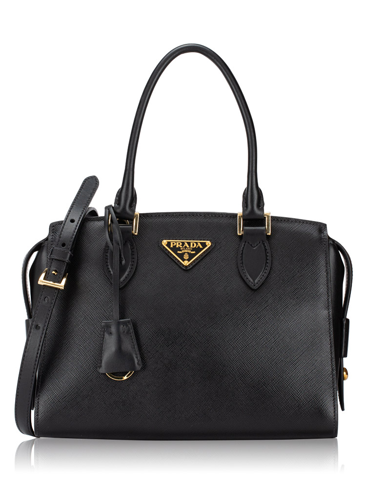 1BA164 Saffiano Soft Calf 2 Way Bag Nero
