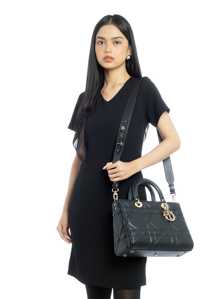 Maxi Cannage Calfskin Lady D-Sire MyABC Black