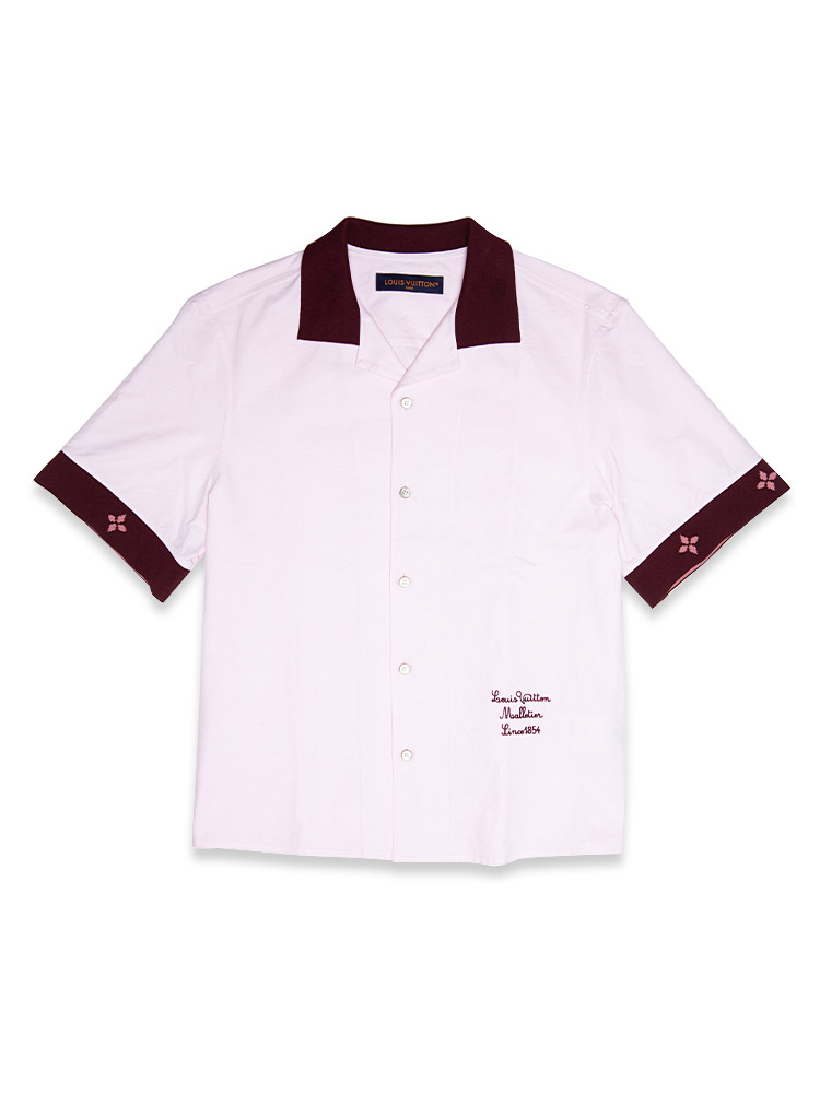 Cotton Shirt with Ribbed Collar Baby Pink Sz M