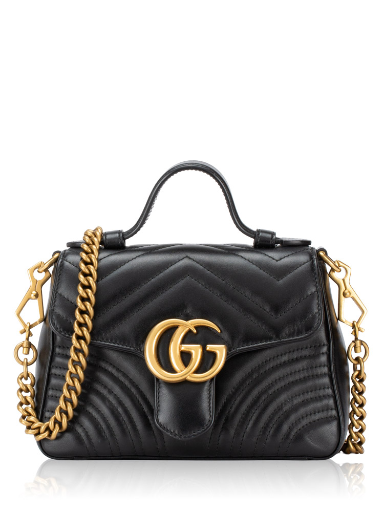 GG Marmont Matelasse Mini Top Handle Shoulder Bag Black
