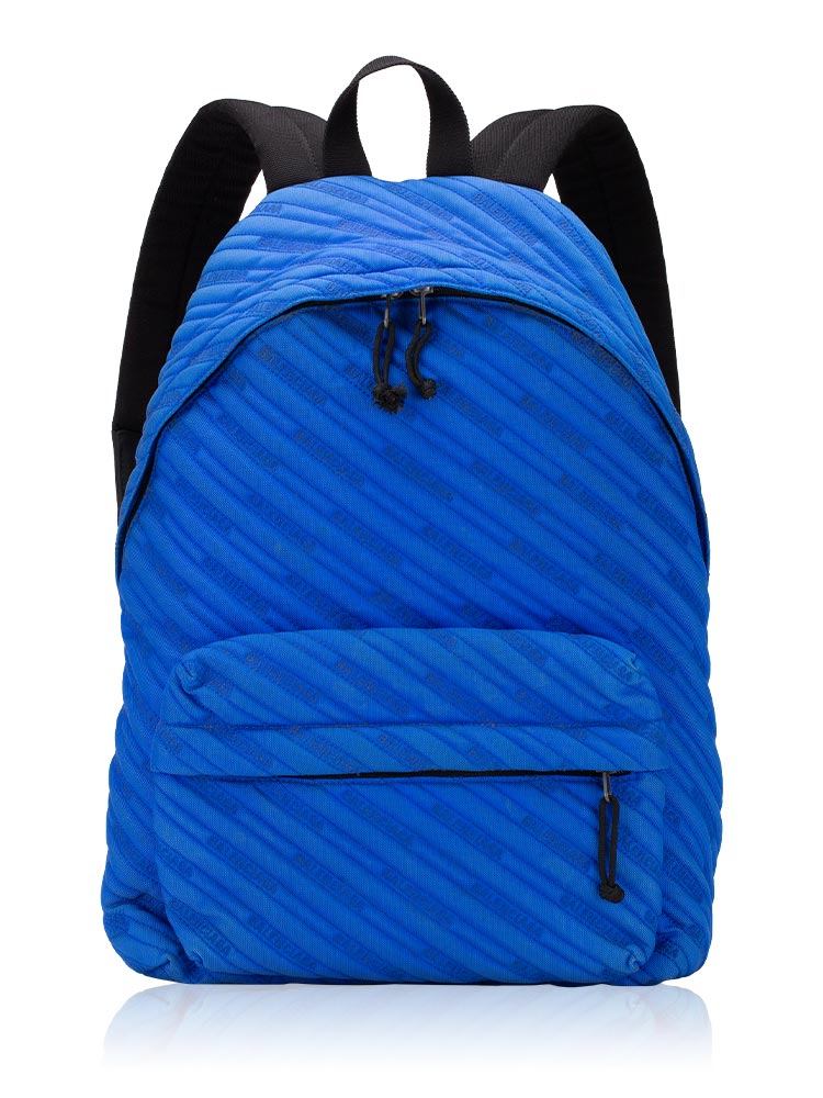 Quilted Nylon Allover Logo Explorer Backpack Blue
