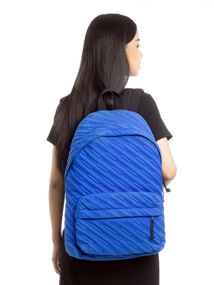 Quilted Nylon Allover Logo Explorer Backpack Blue
