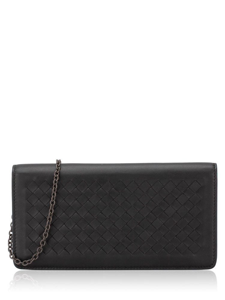Nappa Intrecciato Chain Wallet Black