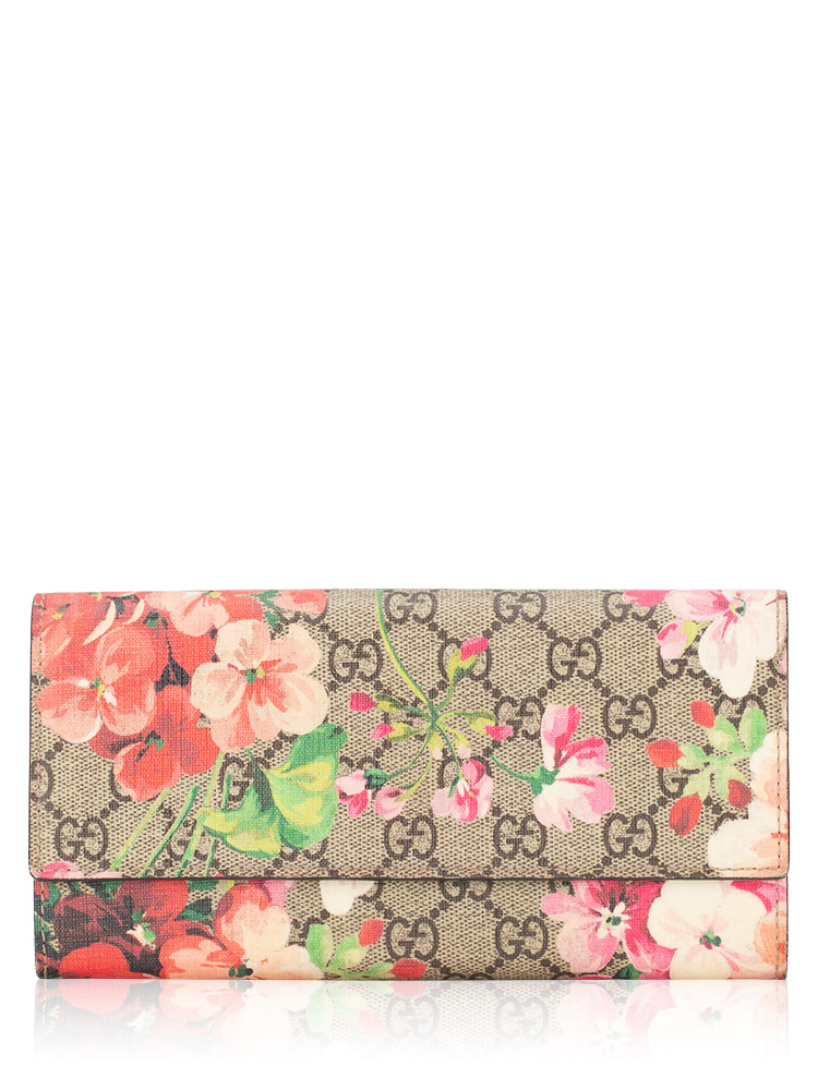 GG Supreme Blooms Continental Wallet Beige Multicolor Dry Rose