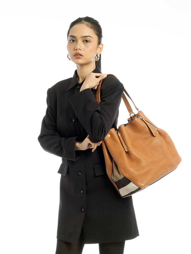 House Check Maidstone Shoulder Bag Saddle Brown