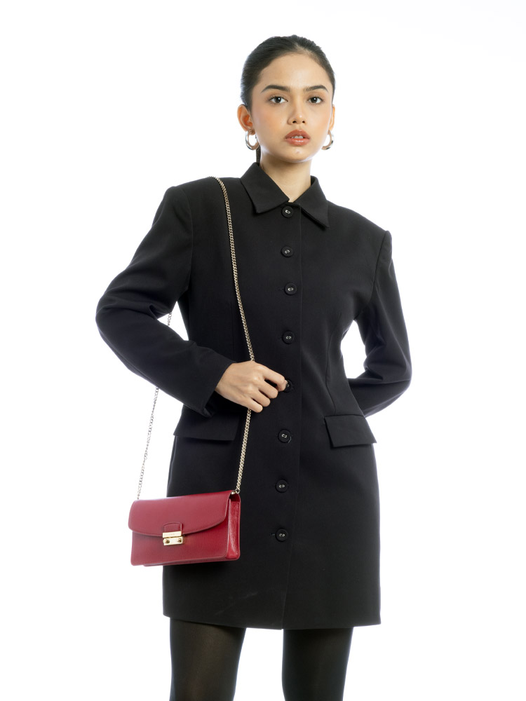 Leather Julia Small Crossbody Ruby