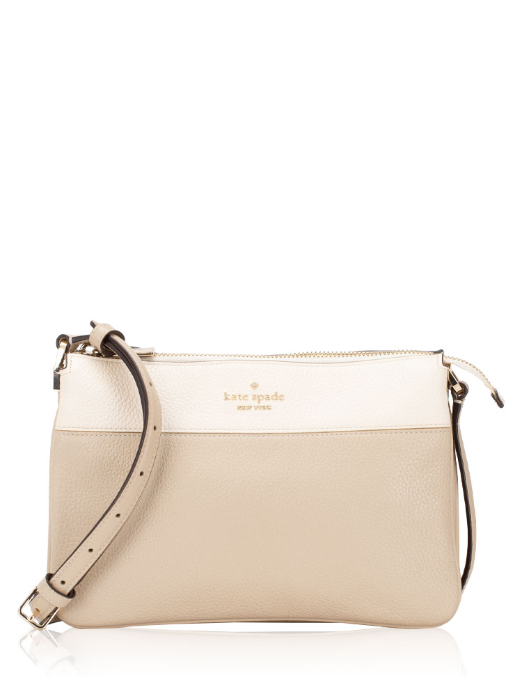 Leila Leather Triple Gusset Crossbody Light Sand