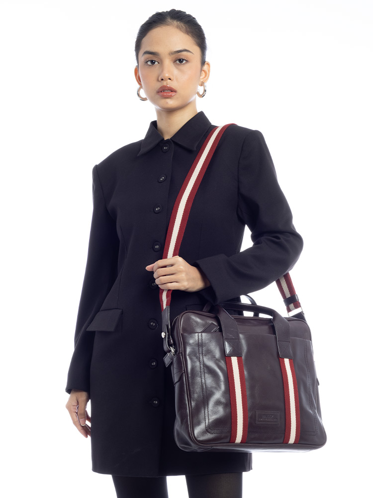 Tedal Medium Leather Briefcase Brown