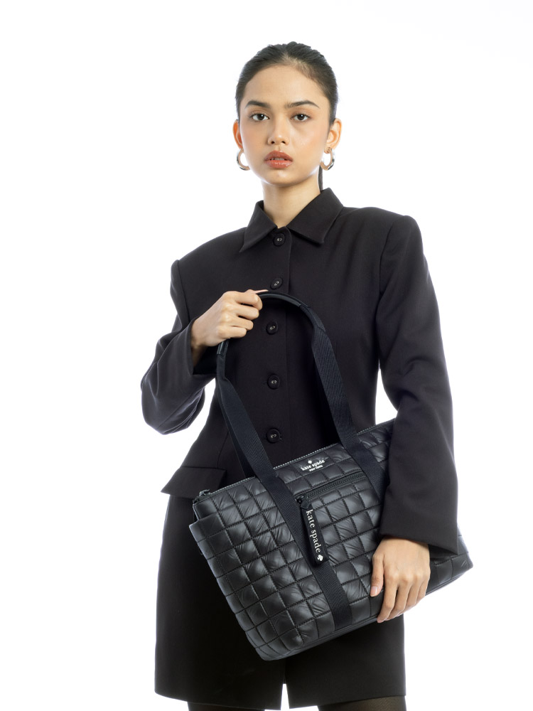 Camden Quilted Small Tote Black