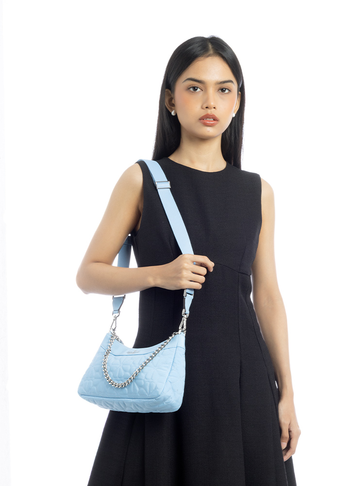 Flower Spade Quilted Convertible Crossbody Montauk Blue