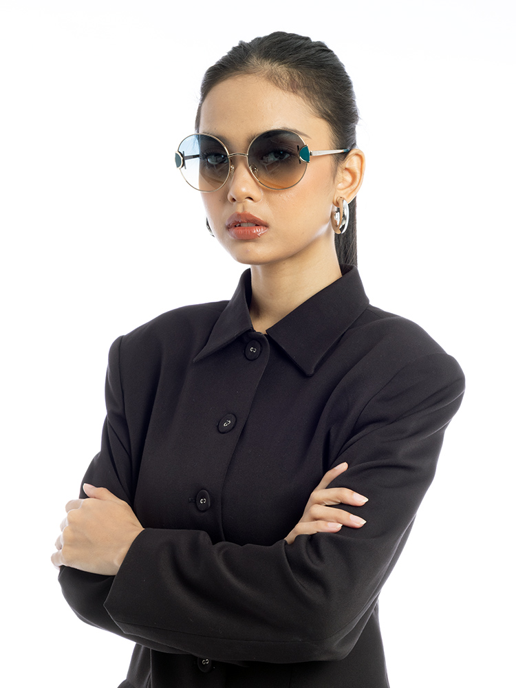 SF156S Gancini Round Sunglasses Turquoise
