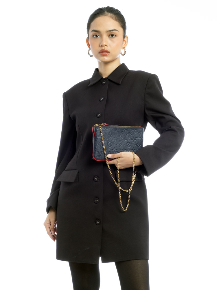 Monogram Empreinte Double Zip Pochette Marine Rouge
