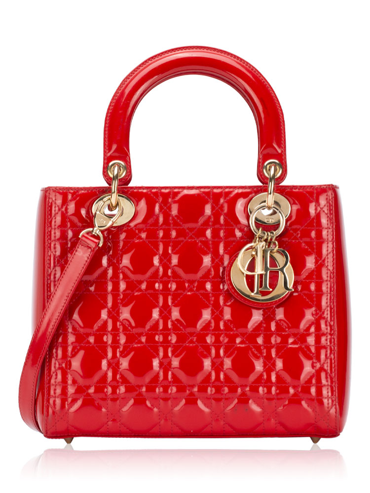 Patent Cannage Medium Lady Dior Red
