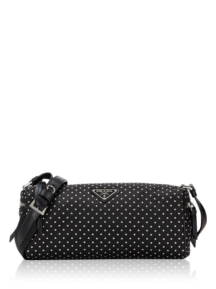 1BC233 Re-Nylon Studded Shoulder Bag Nero