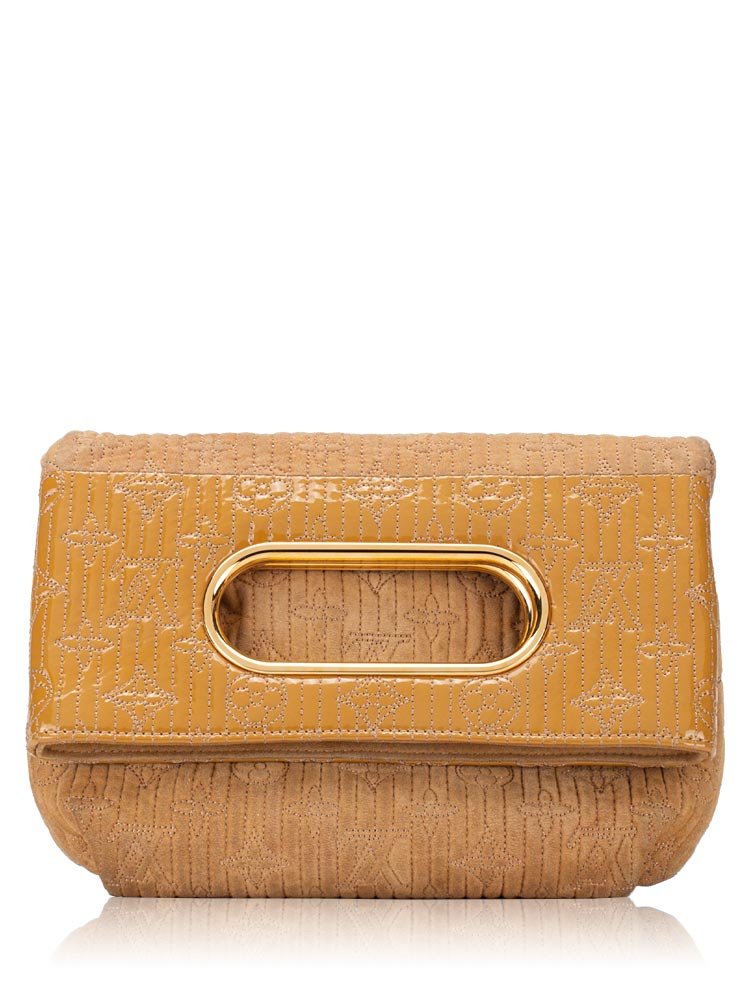 Suede Monogram Motard Afterdark Clutch Beige Safran