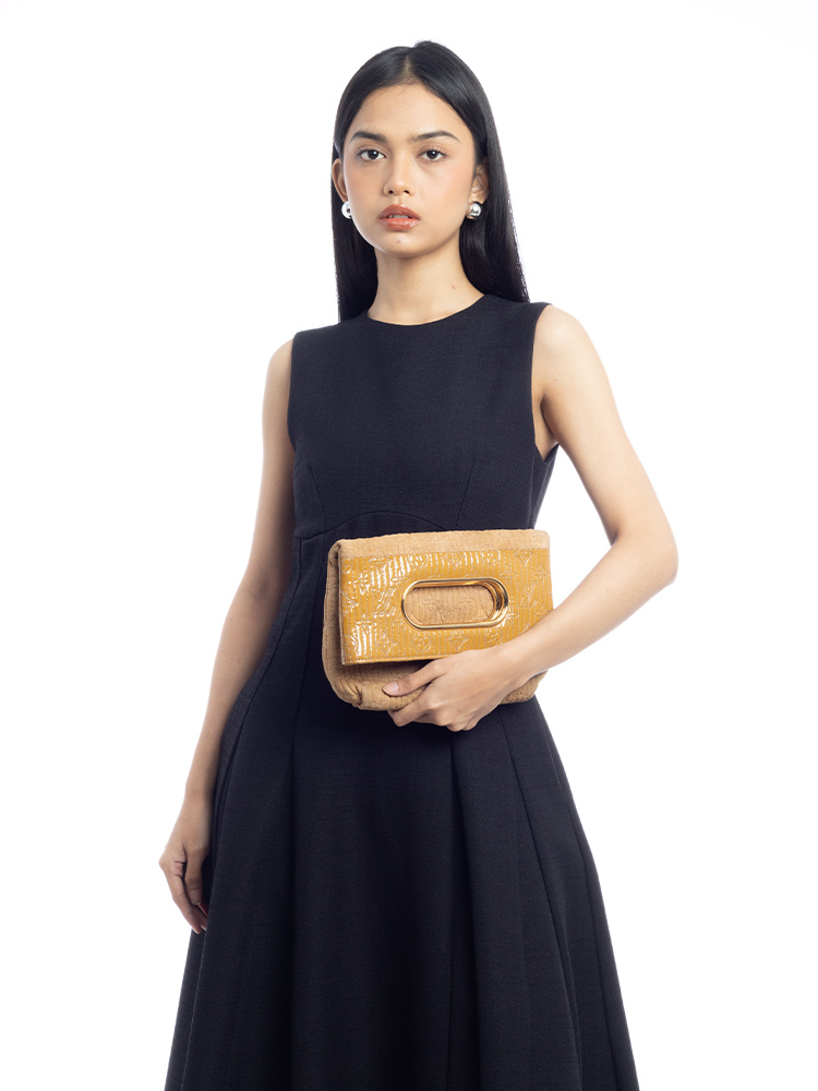Suede Monogram Motard Afterdark Clutch Beige Safran