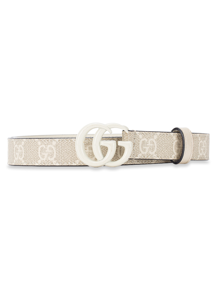 GG Supreme Marmont Slim Belt Ivory Sz 75