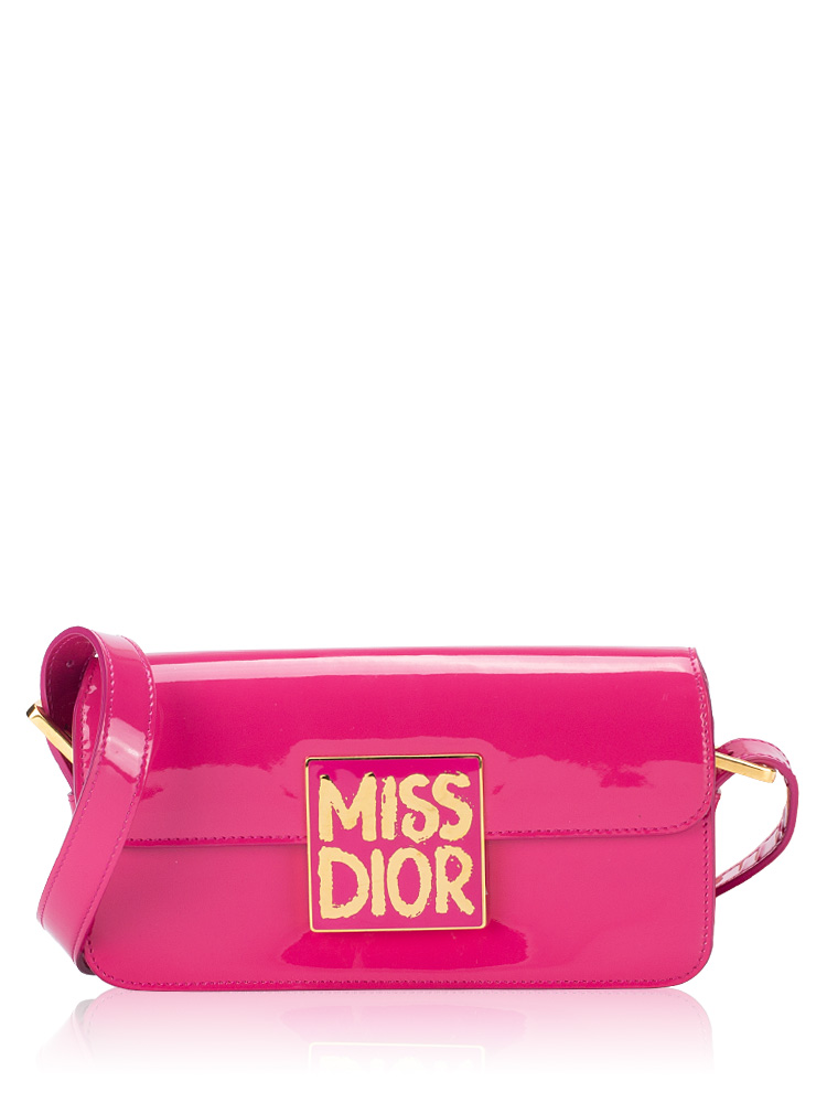 Patent Calfskin Miss Dior Flap Bag Fuxia