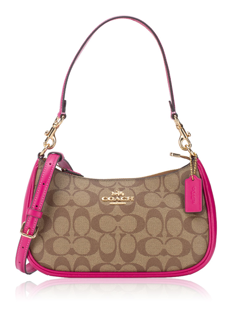 CM714 Signature Teri Shoulder Bag Khaki Cerise