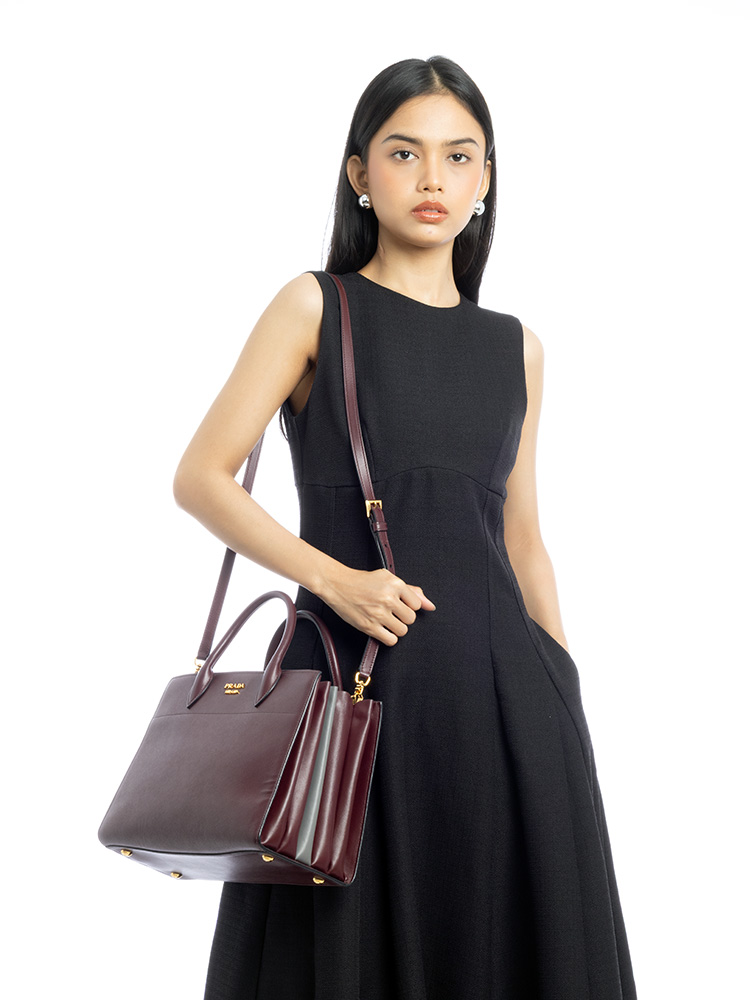 1BA049 Saffiano City Calf Tote Granato Marmo