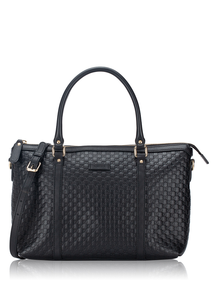 Soft Microguccissima Top Handle Satchel Black