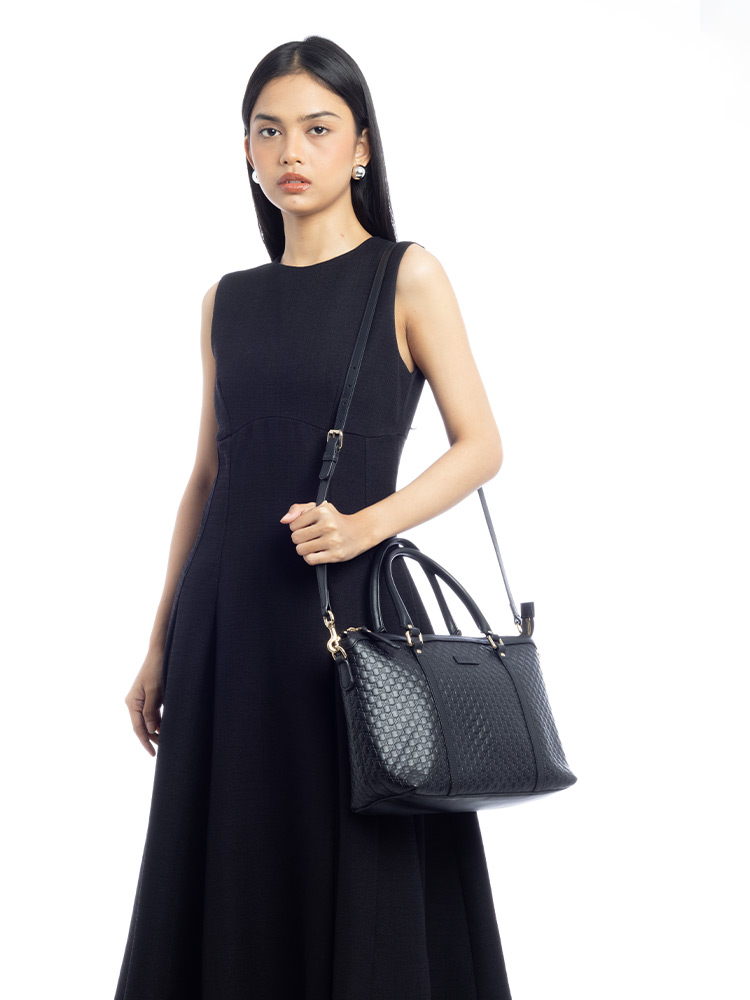Soft Microguccissima Top Handle Satchel Black