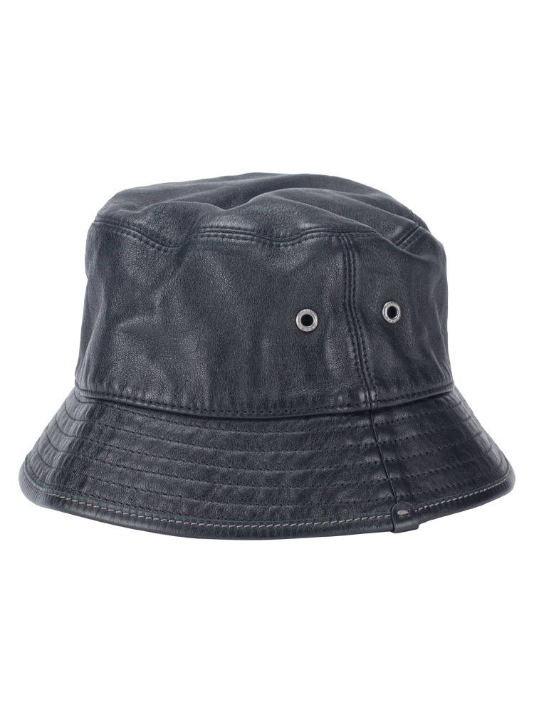 CH795 Leather Bucket Hat Black