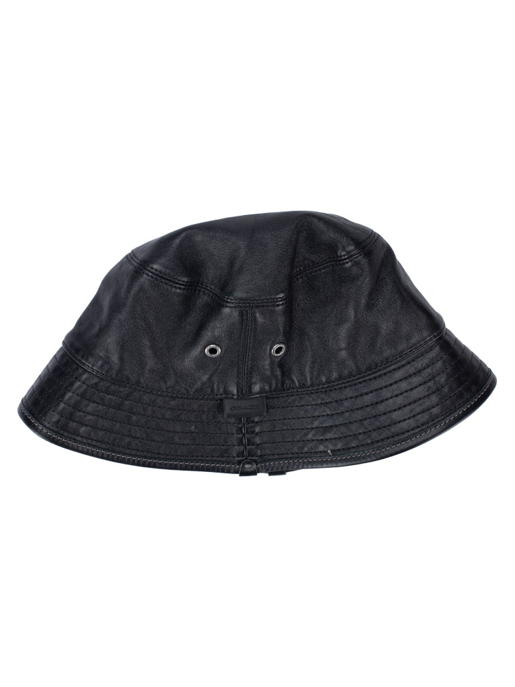 CH795 Leather Bucket Hat Black