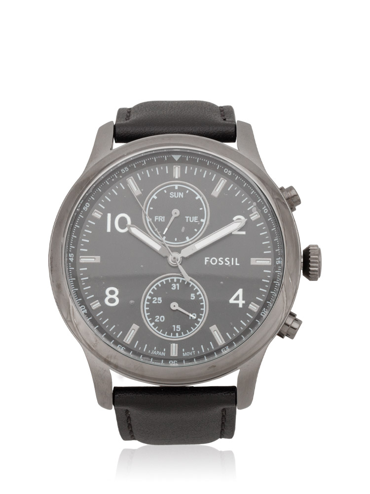 Men Bennett Chronograph Leather Watch Black