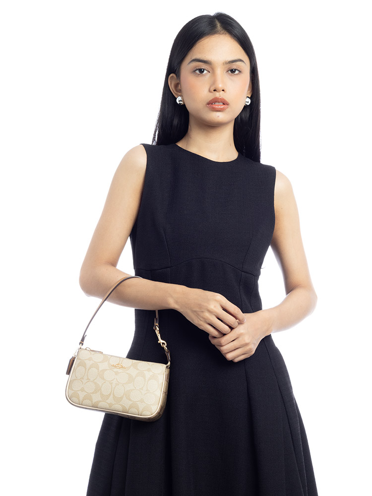 CS444 Signature Nolita 19 Top Handle Pouch Light Khaki Ivory