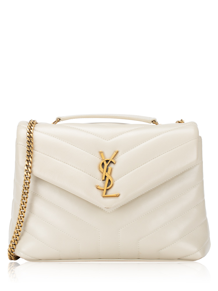 Calfskin Y Monogram Loulou Small Shoulder Bag Crema