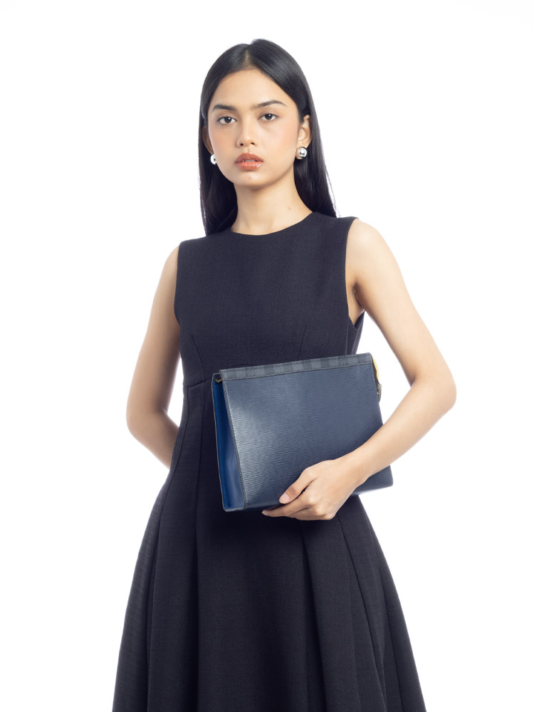 Epi Damier Graphite Pochette Voyage MM Indigo