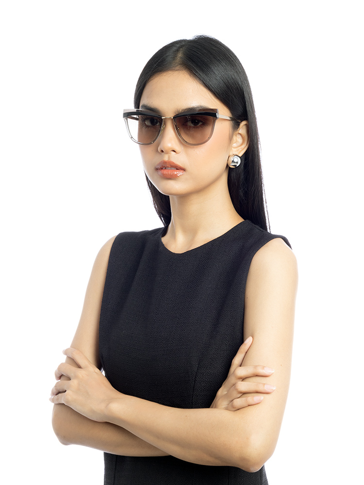 SPR12U Cat Eye Sunglasses Black Gold Grey