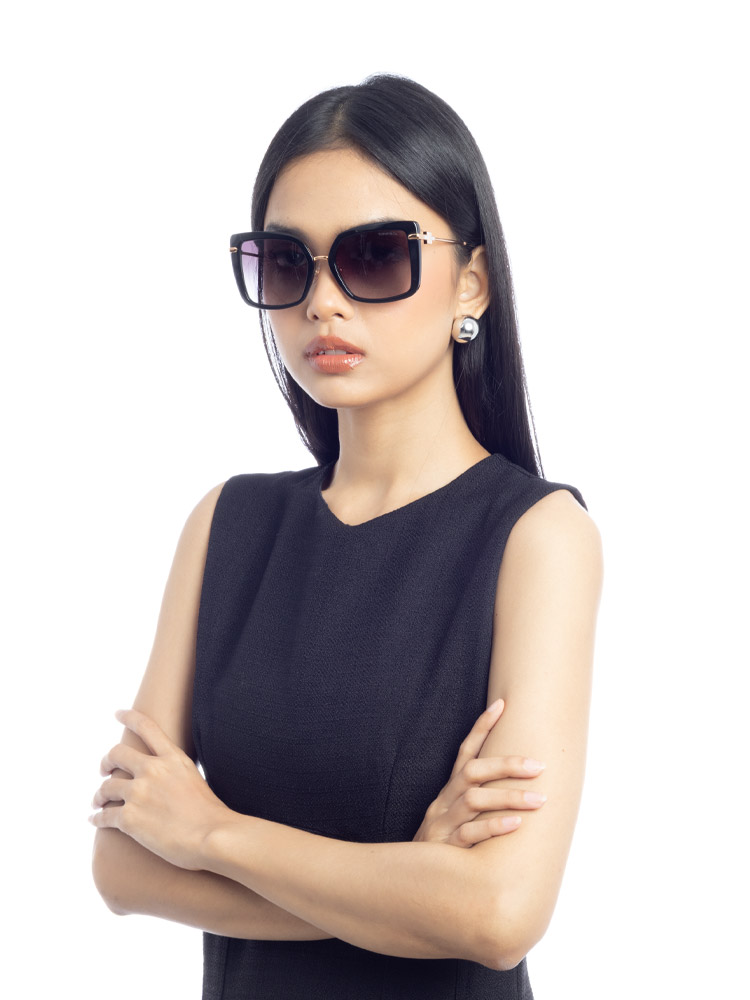 TF4185 Oversize Cat Eye Sunglasses Black Gradient Grey