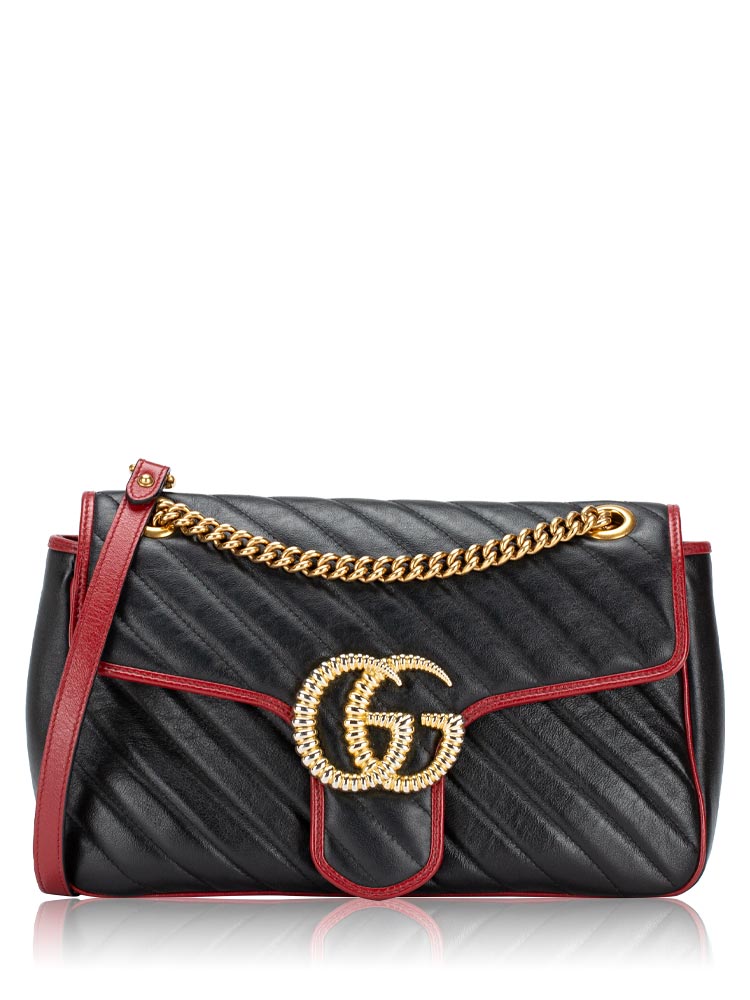 GG Marmont Matelasse Torchon Medium Shoulder Bag Black Cherry