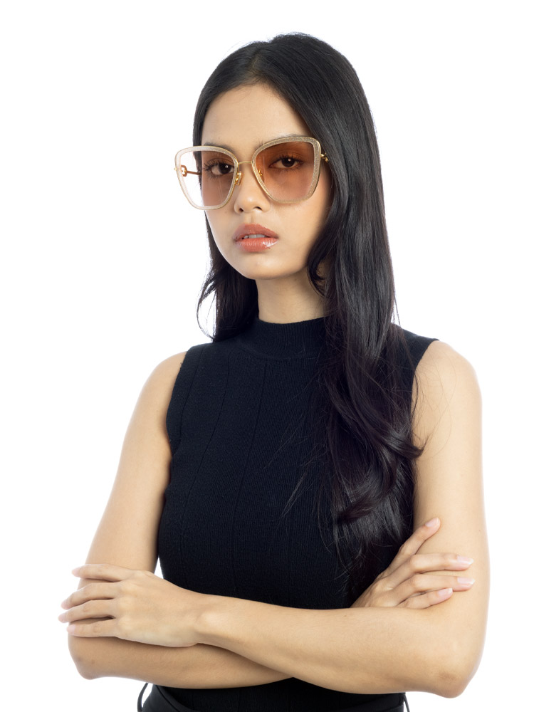 Z1771E LV Link Cat Eye Sunglasses Pink Glitter