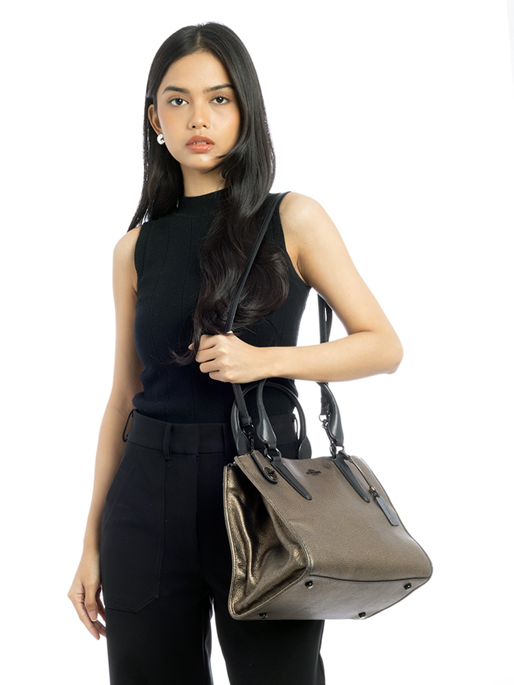 Crosby Triple Compartment Tote Gold Crackle